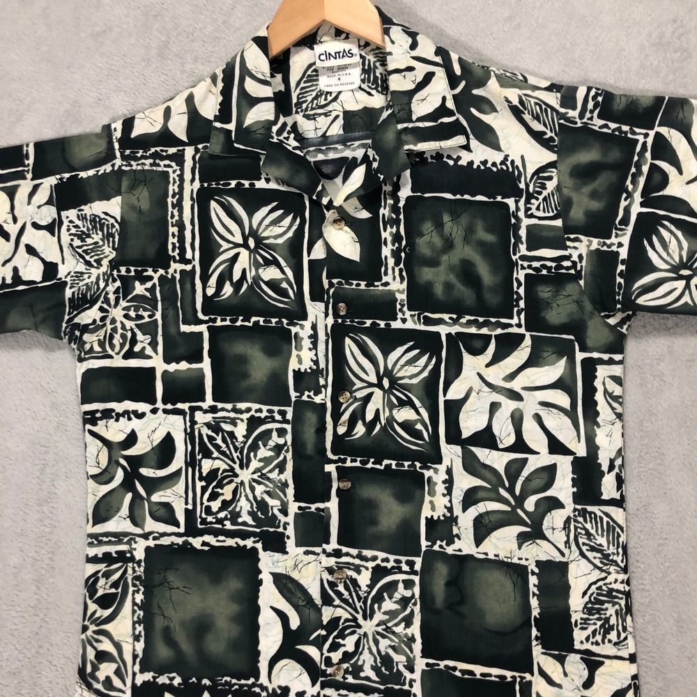 Cintas Hawaiian Shirt Floral Print Button Up Short Sleeve Top Mens Size S